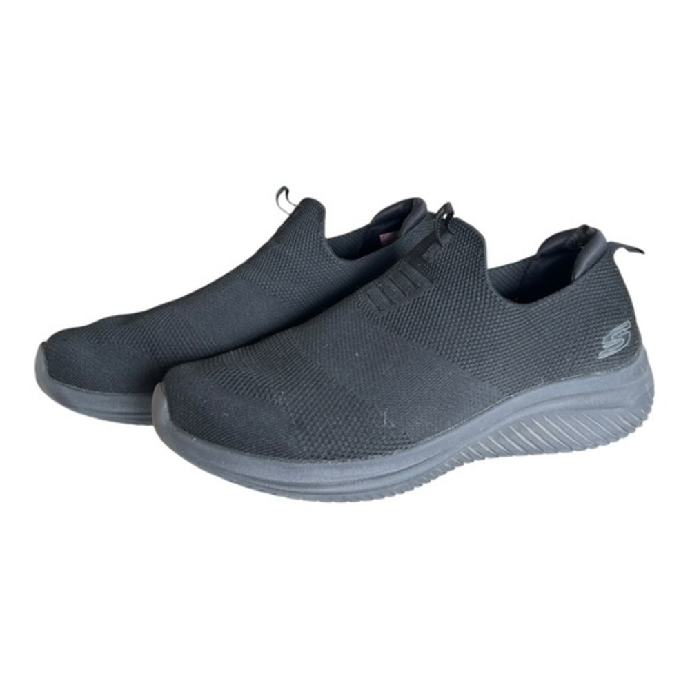 Skechers Ultra Flex 3.0 Denlark All-Black Knit Slip-On Shoes Size 10.5